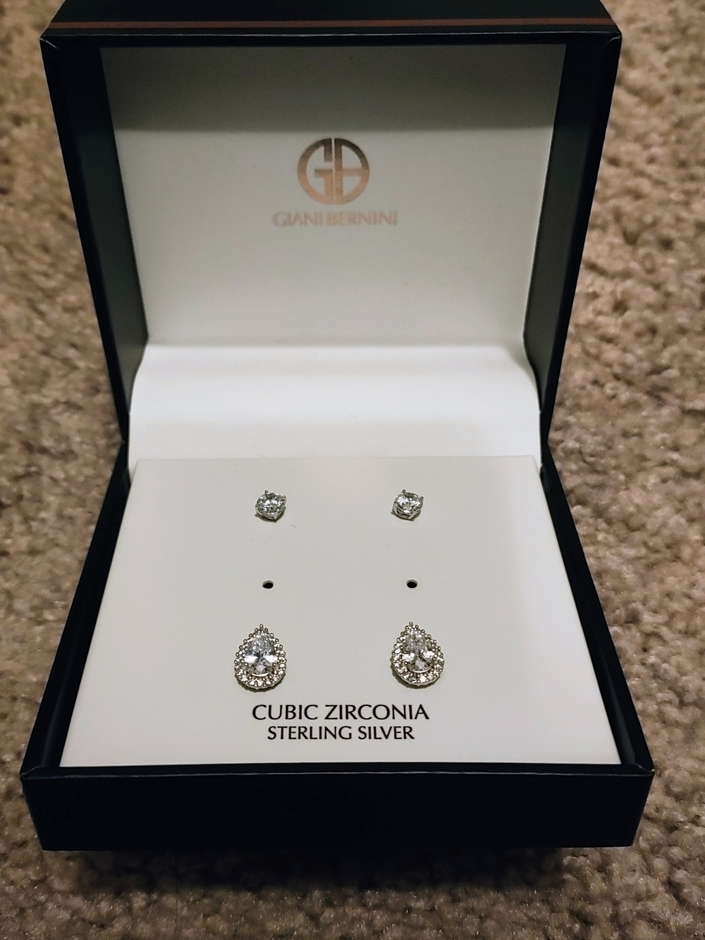 Giani Bernini Sterling Silver Cubic Zirconia Stud and Teardrop Earrings - Silver
